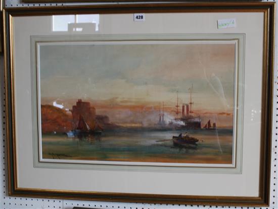 E H Guthrie watercolour framed and glazed